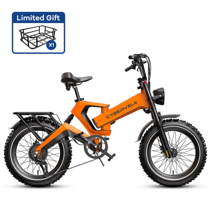CyberVelo EK6 folding electric bike in orange