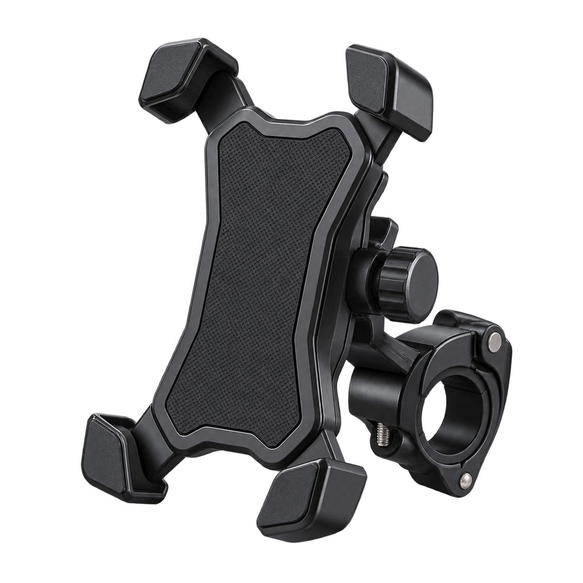 Universal black smartphone holder for bicycle handlebar